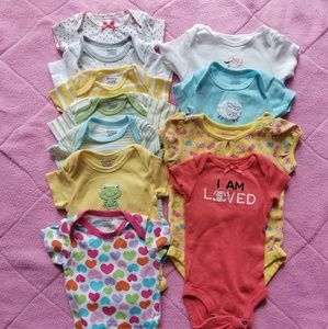 11 pc variety infant Onesies, newborn/ 0-3mos